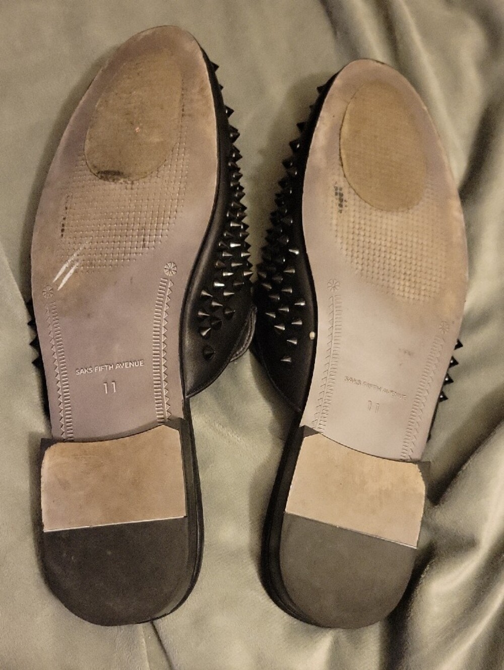 Saks Fifth Avenue Black Studded Slip-On Mules - Picture 2 of 3